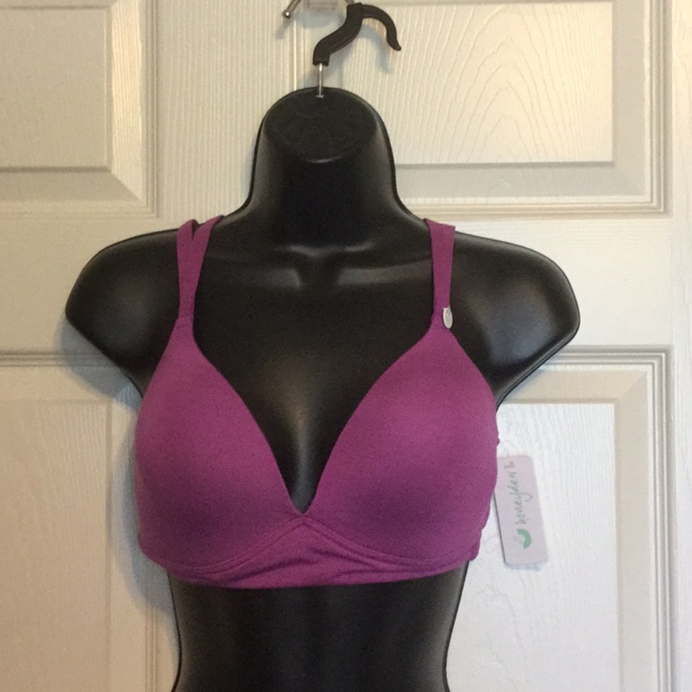 34C Honeydew Intimates T-Shirt/Sports Bra in Fuschia with Multiple Straps